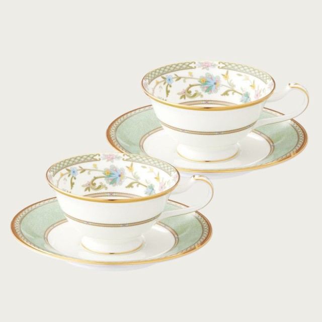 ノリタケ ヨシノ カップ&ソーサーペア(グリーン)