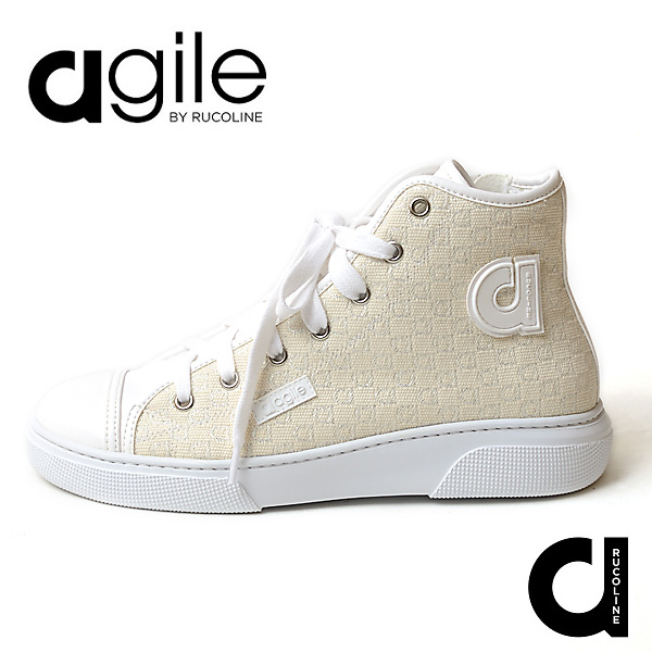 メーカー希望小売価格から30 Off ルコライン 靴 アージレ バイ ルコライン Agile 345 Logo ハイカット ロゴ柄生地 ホワイト インヒール サイドファスナー付 3e Agile By R 30 Offアウトレットsale Bonpack Com