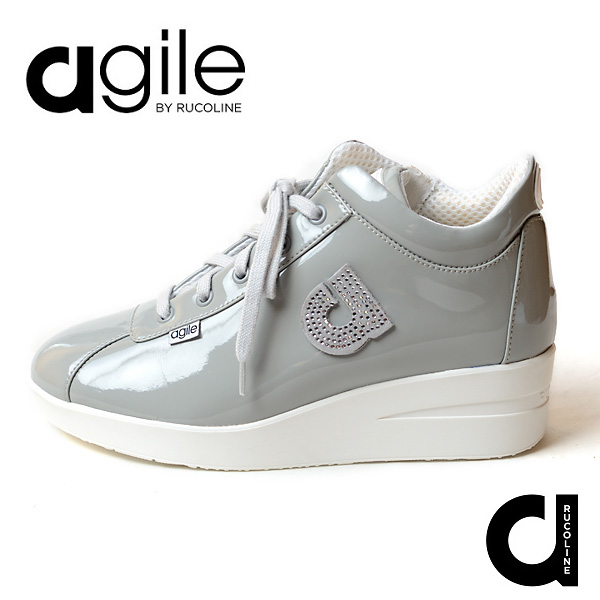 保障できる ルコライン 取扱店 ルコライン靴 Line Ruco By Agile Agile 1gy シューズ レディース グレー ラインストーン付 靴 グレー エナメル調 Strass Ultra サイドファスナー付 ルコライン バイ アージレ スニーカー スニーカー