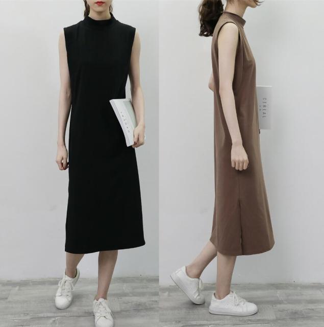 人気のファッショントレンド 新鮮な袖 なし ワンピース