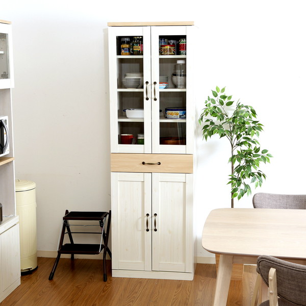 独創的 食器棚 おしゃれ 北欧 安い キッチン 収納 棚 ラック 木製 大容量 カップボード ダイニングボード ナチュラル ホワイト 幅59 奥行42 高 正規販売店 Paradisiahotel Bj