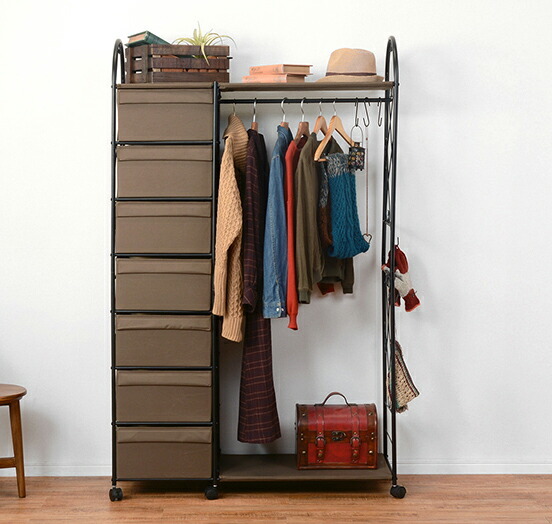 ファッションデザイナー 棚付き キャスター ハンガーラック 引き出し アパ 一人暮らし 安い スリム コートハンガー パイプハンガー 洋服掛け 丈夫 頑丈 おしゃれ ハンガーラック Everest Travel De
