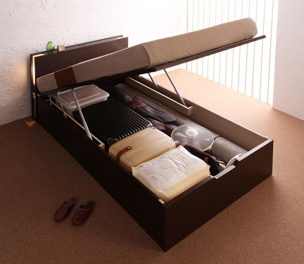 トナーバンク ベッド シングル 跳ね上げ式ベッド ガス圧 ベッド下収納 収納付き 大