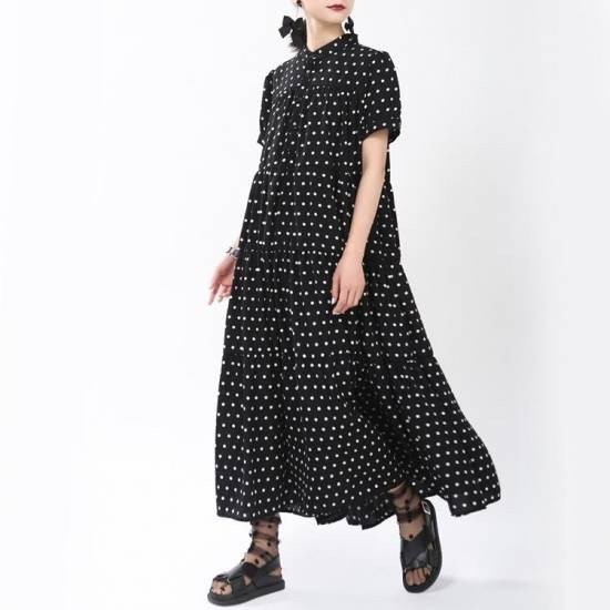 メール便全国送料無料 ワンピース レディース 代 30代 40代 50代 夏 春 春夏 きれいめ 上品 マキシワンピース ロング 大きいサイズ 半袖 マキシ丈 ドット 体 流行に Carlavista Com