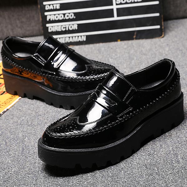 4cm 身長up メンズ ローファー パテントレザー エナメル カジュアルシューズ ブラック ラバーソール ロック パンク 本革の通販はau Wowma ワウマ シューライン 商品ロットナンバー