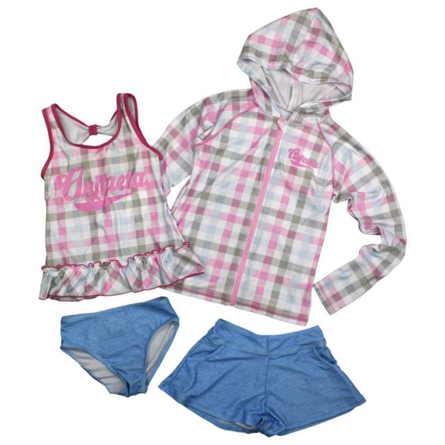 メーカー希望小売価格から30 Off 女の子 ジュニア ラッシュガード セパレート水着 上下セット 水着 Uv 紫外線対策 チェック柄 ピンク グレー 130cm 140cm 150cm 160cm 新しい到着 Arnabmobility Com