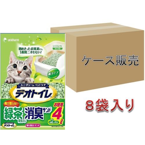 ユニ・チャーム 【ケース販売】1週間消臭抗菌デオトイレ 緑茶・消臭サンド 4L