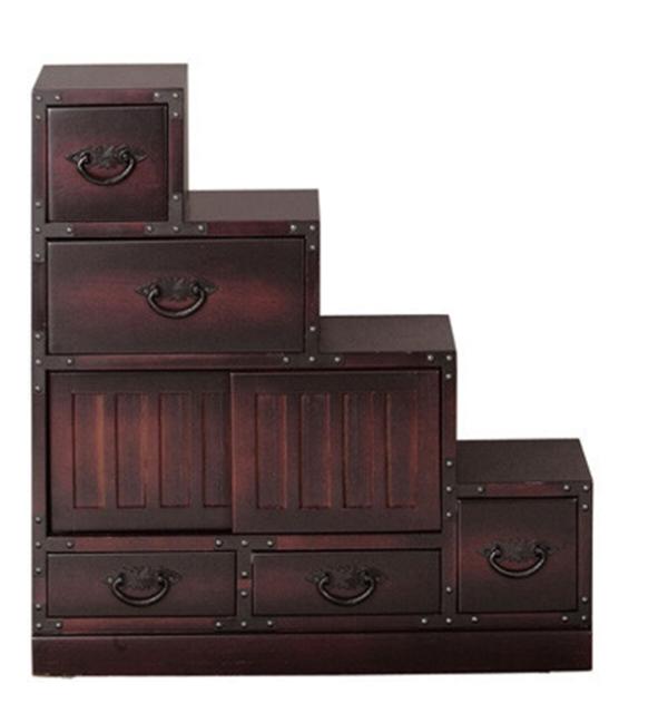 全国宅配無料 民芸調 階段箪笥 右下がり 新発売の Www Bayounyc Com