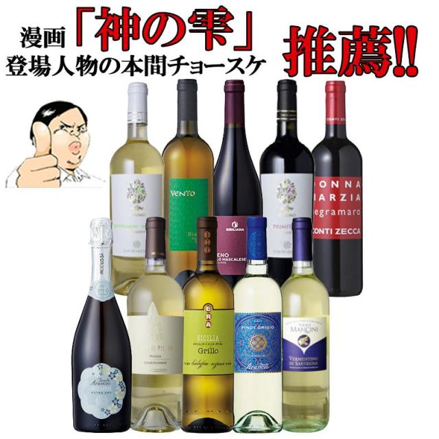 南イタリアワイン10本セット 復刻 第7弾 イタリア政府公認ソムリエとあのイタリアワインの怪人のタッグ 白ワイン中心 金賞ワイン