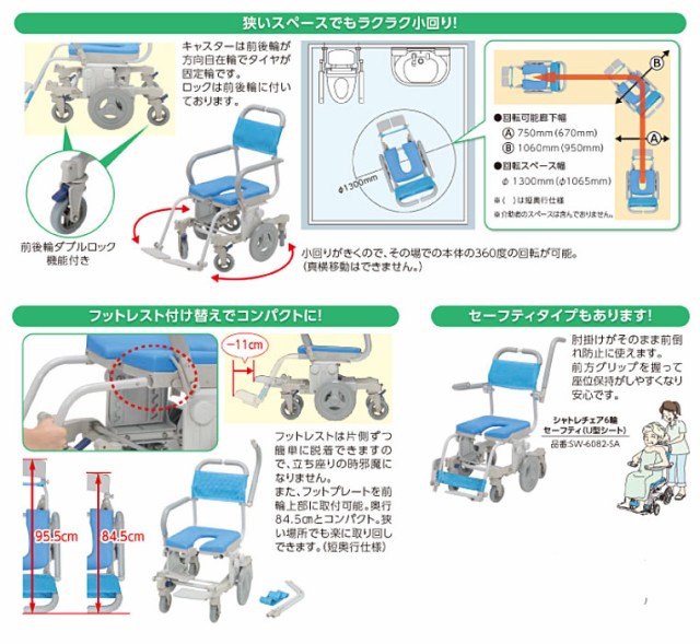 ウチエ シャワーラク4輪自在(ご使用のしおり)付き 【ラッピング不可