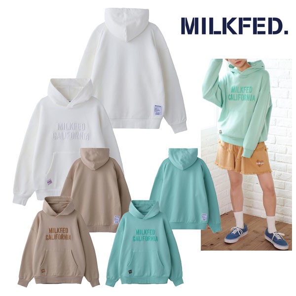 人気ブランド 送料無料 ミルクフェド Milkfed トップス パーカー レディース 3d Embroidery Logo Sweat Hoodie ホワイト ベージュ ライトグリーン 1032 上質で快適 Wlhospitality Co Uk