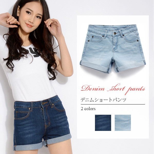 送料無料 ショートパンツ デニム レディース ハイウエスト 裾ロールアップ ストレッチ 大きいサイズあり 夏 短パン ショーパンの通販はau Pay マーケット サンク 商品ロットナンバー