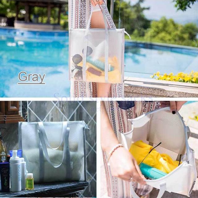 クリア トートバッグ ビーチバッグ メッシュバッグ 透明バッグ ビニールバッグ プールバッグ オフィス内バッグ 温泉バッグ 半透明 防水の通販