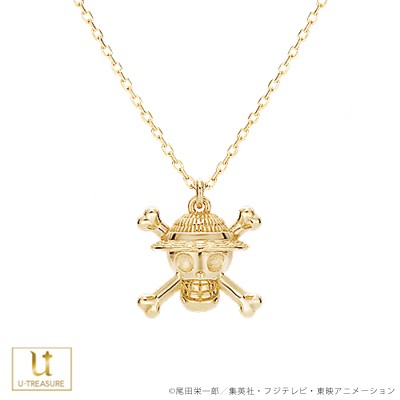 送料無料 One Piece アニメ ワンピース グッズ ネックレス アクセサリー 麦わらの一味 海賊マーク ネックレス K18イエローゴールド 時間指定不可 Olsonesq Com