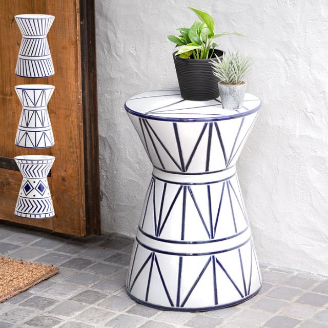 在庫限り スツール おしゃれ 陶器 花台 庭 テラス ベランダ 屋外 室内 最安値に挑戦 Parjal Fr