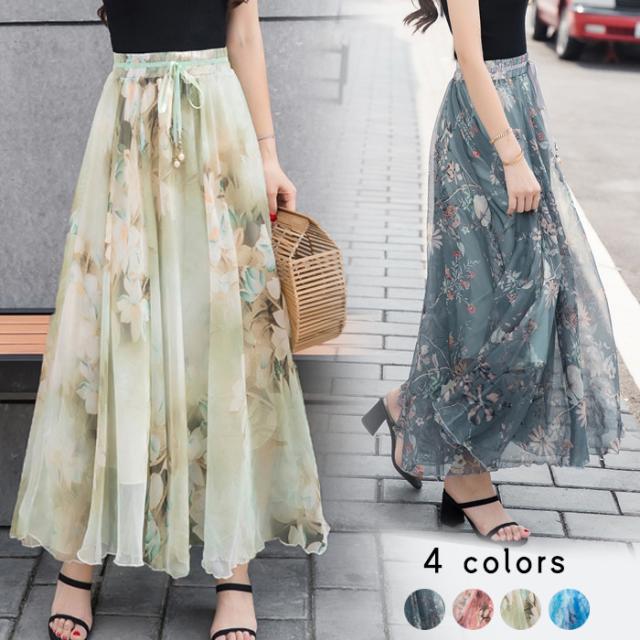 ユニークスカート シフォン ロング 人気のファッショントレンド