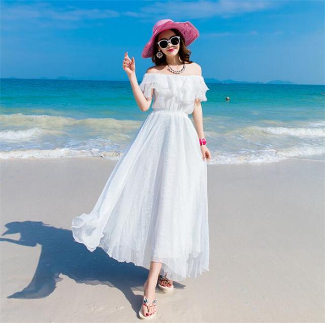 夏新作 マキシワンピース 海 夏 ビーチ ハワイアン リゾート 白 かわいい おしゃれ エレガント 旅行 レディースの通販はau Pay マーケット ａnytime 商品ロットナンバー