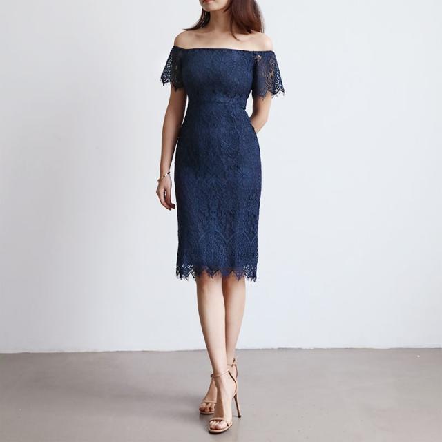 50 Off パーティー ドレス ワンピース オフショルダー レース ひざ丈 ハイウエスト 透け感 結婚式 韓国 Mme6035 21正規激安 Www Centrodeladultomayor Com Uy