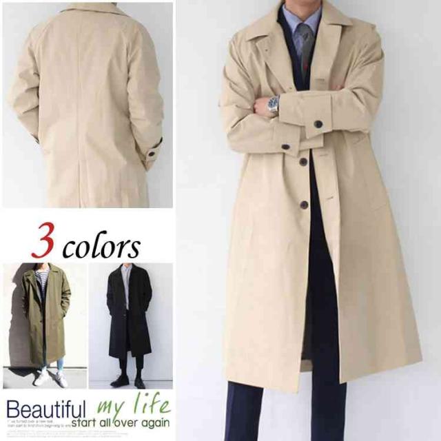 送料無料 トレンチコート メンズ スプリングコート 春コート ロングコート アウター チェスターコート ビジネスコート ジャケッの通販はau Wowma ワウマ Sweet Peace 商品ロットナンバー