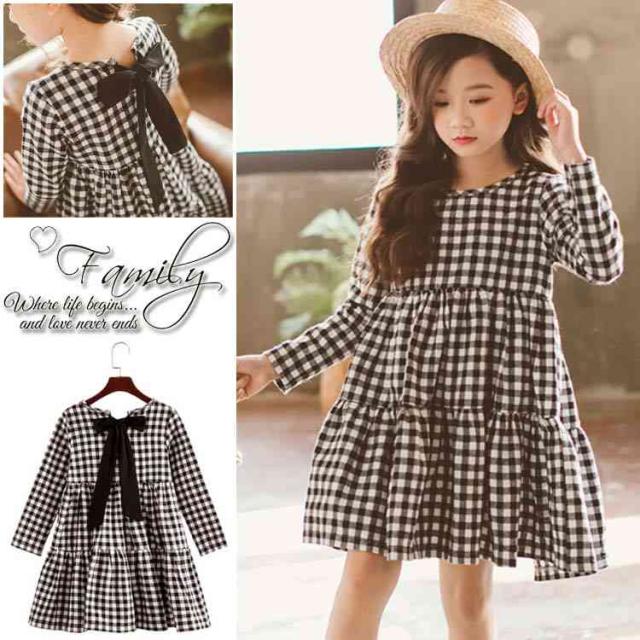 送料無料 キッズ ワンピース チェック ギンガムチェック リボン りぼん 女の子 ガール こども 子供服 長袖 春服 秋服 新作の通販はau Wowma ワウマ Sweet Peace 商品ロットナンバー