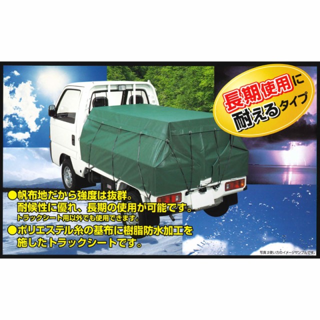 買い正本 エステル帆布トラックシート 緑 2.5m×2.6m 3号 軽トラック用 山張 割引商品の販売 -math.hi.is