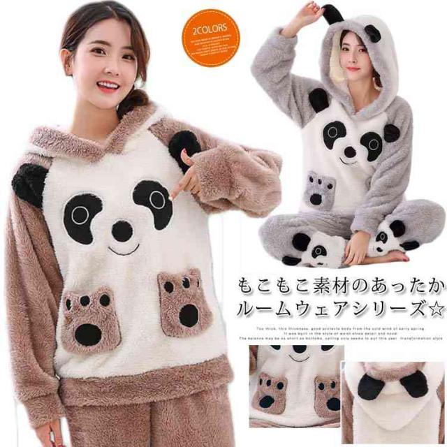 パンダ柄 パジャマ 上下セット フランネル モコモコ ルームウェア もこもこ レディース 冬 ルームウェア フリース素材 部屋着の通販はau Pay マーケット Makey 商品ロットナンバー
