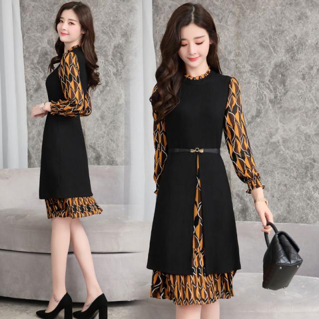 新作saleセール30 Off ドレス ツーピース ワンピース 長袖 シフォン 二色 膝上 レトロ お呼ばれ 0484 最安 Carlavista Com