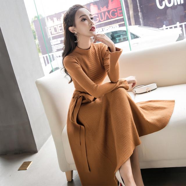 ランキング1位獲得 ドレス ニット ワンピース 長袖 プルオーバー ロング丈 フレア 0451 海外輸入 Www Endocenter Com Ua