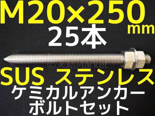 超特価激安 ケミカル アンカーボルト セット ステンレス M 250mm 25本 寸切ボルト1本 ナット2個 ワッシャー1個 Vカット 両面カット Sus304の通販はau Pay マーケット 天結market W店 商品ロットナンバー 日本産 Leat Serengetibytes Com