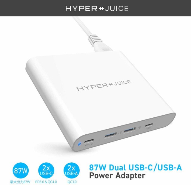 通販最新作 HyperJuice QC 4.0 対応 AC電源アダプタ ホワイト 急速充電の通販はau PAY マーケット - スマホガラスのフューチャモバイル|商品ロットナンバー:452 87W Dual USB-C/USB-A Power Adapter HP-HJPD872C2A /在庫あり/ 大得価
