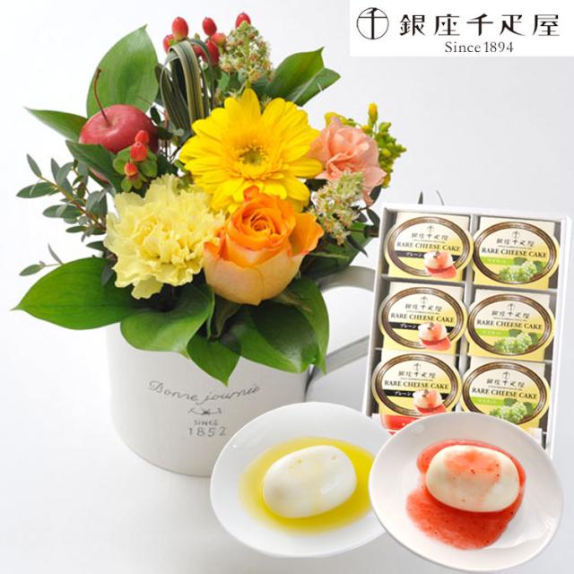 期間限定 半額以下 花とスイーツのセット ガーベラカップアレンジと銀座千疋屋レアチーズケーキセット 誕生日 記念日 お祝い花 即日発送 あすつく メッセー 工房直送価格 Centroprofesorjuanbosch Com
