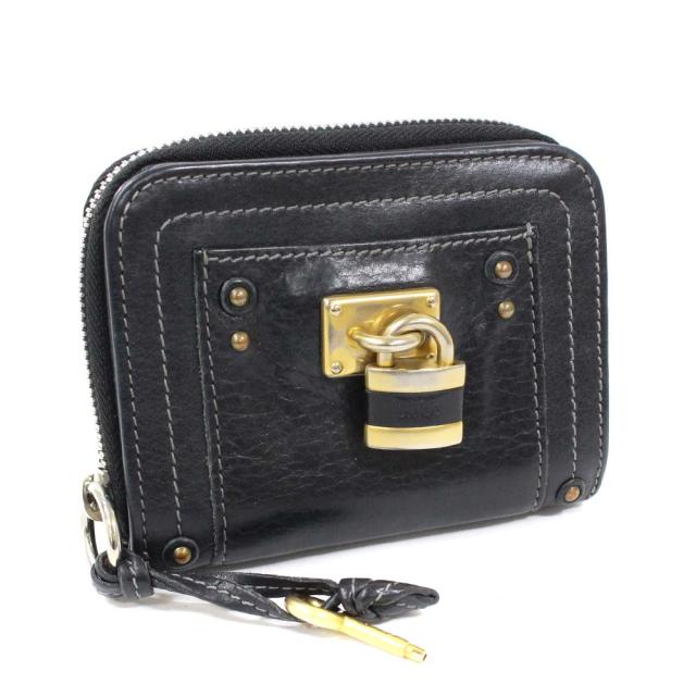 国産 Chloe クロエ ミニ パディントン ラウンドファスナー 二つ折り財布 レディース ブラック ゴールド レザー 無料長期保証 Vigorgh Com