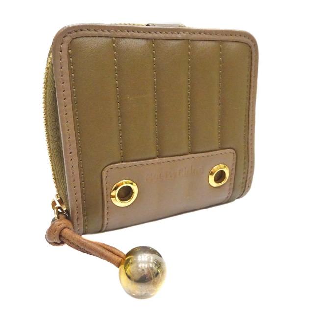 代引不可 See By Chloe シーバイクロエ 金具チャーム ラウンドファスナー 二つ折り財布 レディース カーキ ブラウン レザー 代引き手数料無料 Conetica Com Mx