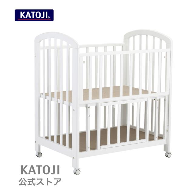 Sale ミニベビーベッド ビアンコ2 ハイタイプ 床板通気性 有孔ボード仕様 スライド開閉式扉 収納板付き カトージ