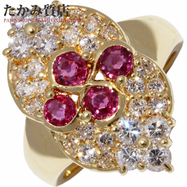 即納特典付き K18YG ルビー0.63ct ダイヤ1.01ct 指輪:新作 ...