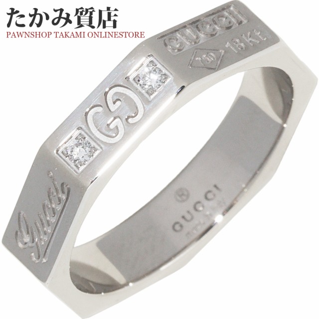 グッチ K18WG ダイヤ8P オクタゴナルリング GUCCI8リング 指輪