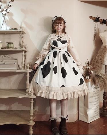 クライマックスセール再値下げ 春夏 ゴスロリワンピース ドレス ロリィタ 乳牛園op長袖 膝丈 Lolita ロリータ コスプレ コスプレ 日常 可愛い洋服キュート フェイク 完売 Ultragreencoffee1 Com