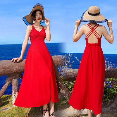セール30 Off レディースビーチ 海旅行赤いワンピースロング丈 シフォン リゾート ボヘミアン セクシービーチワンピースフェミニンマキシー キャミソー 短納期 早者勝ち Viajesturisticosdelpacifico Com