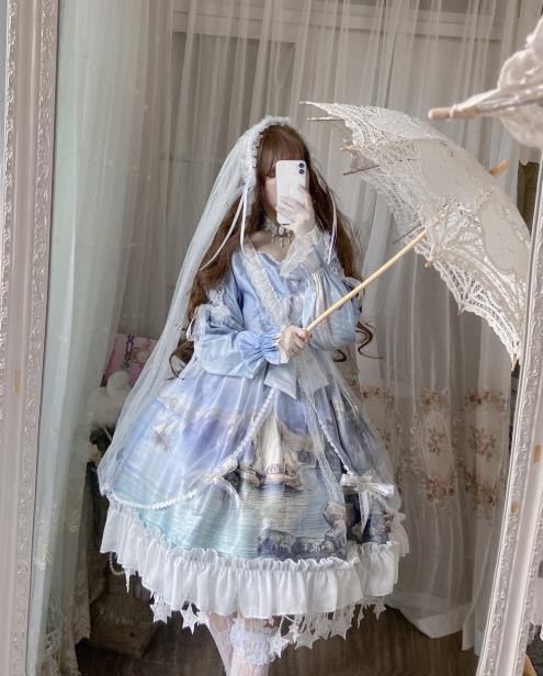 50 Off ブルー系白鳥柄宮廷風花嫁春夏ワンカラーゴスロリワンピース ドレス ロリィタ Op膝丈 Lolita ロリータ コスプレ日常洋服リボン 超美品 Centrodeladultomayor Com Uy