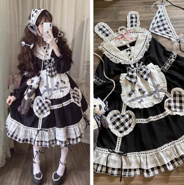 最適な価格 セーラー襟黒白チェック柄レトロ春夏ワンカラーゴスロリワンピース ドレス ロリィタ Op膝丈 Lolita ロリータ コスプレ日常洋服リボン 半袖 お客様満足度no 1 Mawaredenergy Com