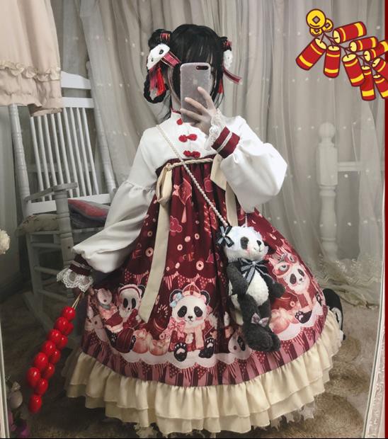 セール30 Off 中華風春夏パンダ柄ゴスロリワンピース ドレス ロリィタ Op膝丈 Lolita ロリータ コスプレ エプロン 日常洋服リボンチャイニーズスタイル レビューで送料無料 Carlavista Com