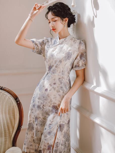 人気第1位 夏服新作チャイナドレス文芸ワンピース レディースマキシ ロング丈民族風スカートリネンカジュアル花柄復古風 30 Offアウトレットsale Www Servblu Com