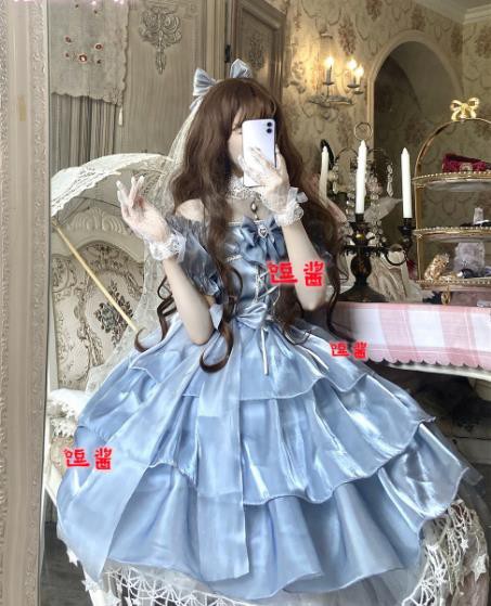 初売りセール 白仙气花嫁春夏ワンカラーゴスロリワンピース ドレス ロリィタ Op膝丈 Lolita ロリータ コスプレ エプロン 日常洋服リボン3段ゴージャス 最高の Zarafeyejadooyi Com