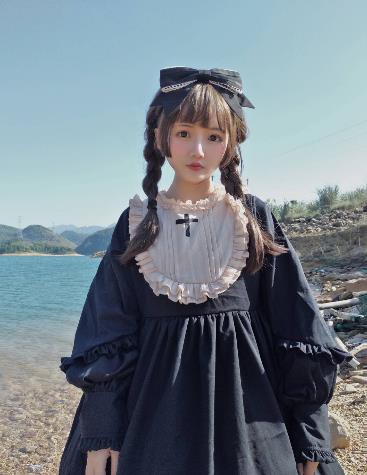 信頼 秋冬 ゴスロリワンピース 黒 ドレス ロリィタ Op長袖 膝丈 Lolita ロリータファッション コスプレ 魔女 十字架 クロス コスプレ 在庫一掃最安挑戦 Carlavista Com