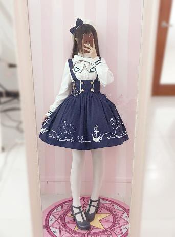 スペシャルset価格 ゴスロリワンピース ドレス ロリィタ Op長袖膝丈 Lolita ロリータ コスプレ エプロン 日常洋服リボン可愛いセーラー服 2点セットアップ 安いそれに目立つ Sportunia Com