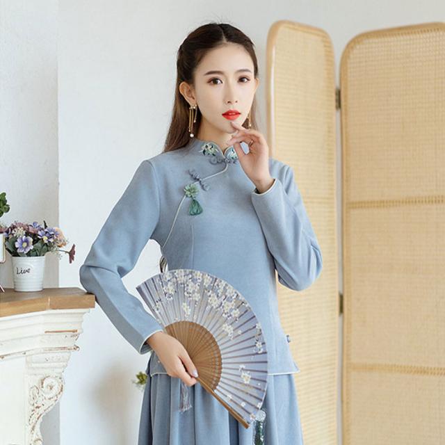 チャイナ服 トップス シンプル 無地 長袖 刺繍 チャイナトップス 装飾チャイナ 普段着 中国風 上品 民族風 zt298の通販はau PAY マーケット チャイナ服専門店Chai《なんと