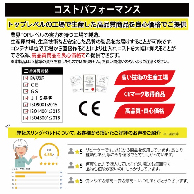 人気SALE最新作➶ 業務用 6本 引っ越し まとめて セット 大の通販はau PAY マーケット - ベストアンサーの宝ショップ au スリング 送料無料 スリングベルト ナイロンスリング ベルトスリング 8m 2400kg 75mm カートン 本物保証格安