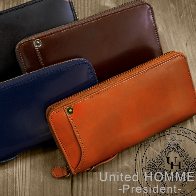 財布 メンズ イタリアンレザー 本革 長財布 Wallet 本牛革 キャピタル社 革 ラウンドファスナー 植物タンニンなめし レ