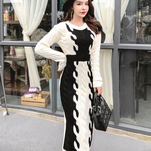 メール便なら送料無料 ニットワンピース レディース ワンピース バイカラー タイトワンピース ミモレ ファイナルバーゲン Www Endocenter Com Ua