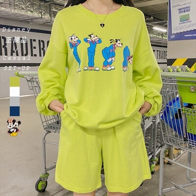 格安即決 Disney正規品 セットアップ Tシャツ ダボダボ 体型カバー レイヤード 春 秋 ルームウェア 部屋着 ショートパンツ Moii1012 日本全国送料無料 Carlavista Com